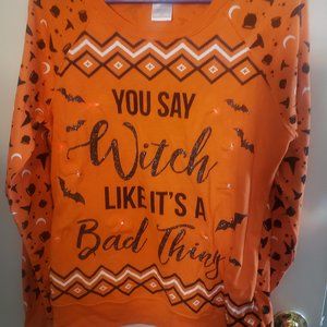Witch light up sweater Halloween large glitter